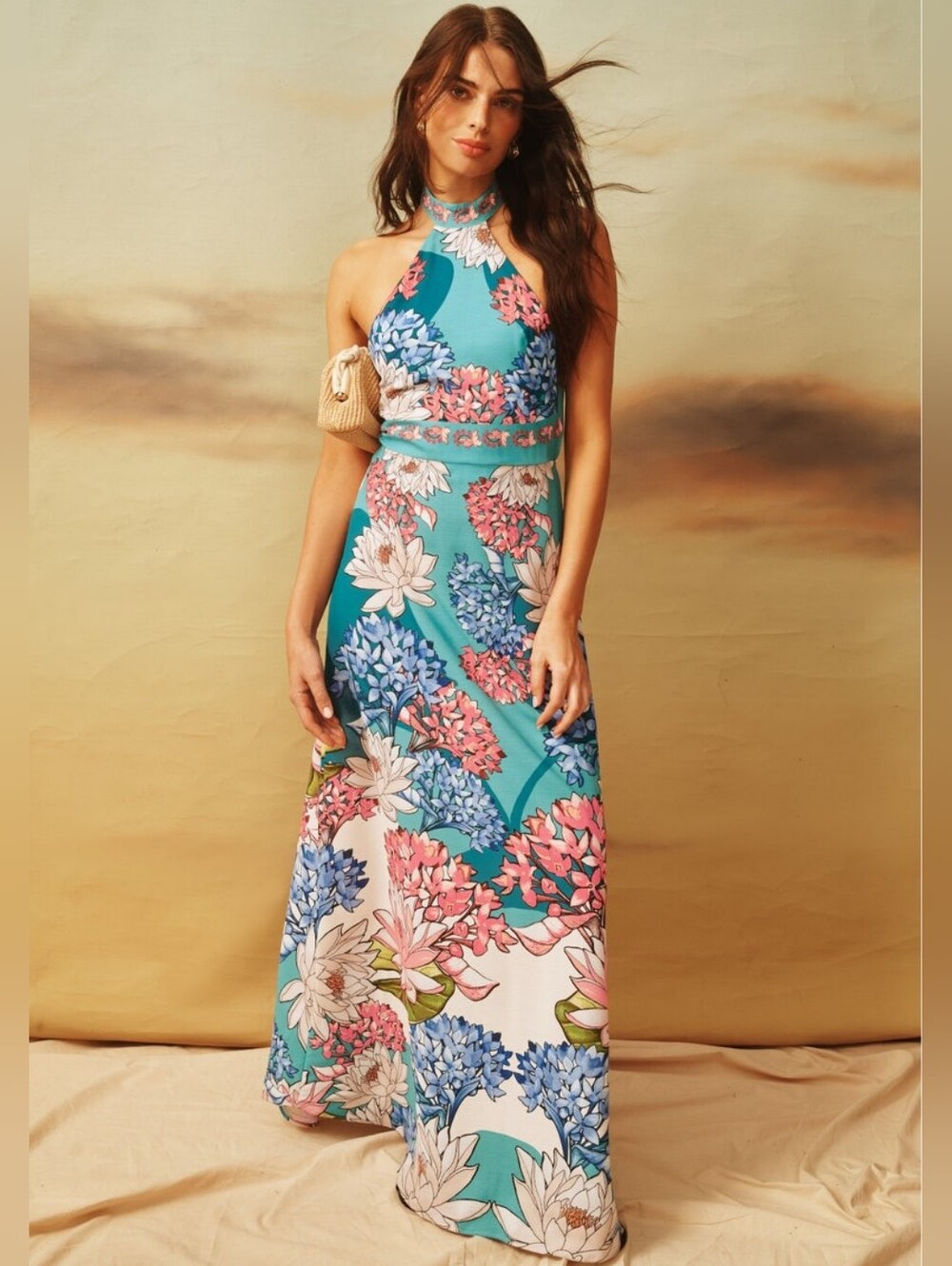 Agua Bendita Darmy Floral Print Maxi Dress Size S